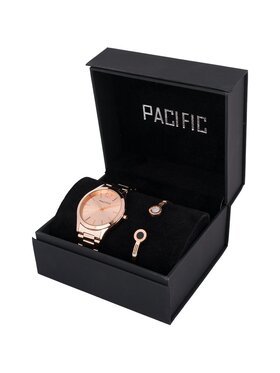 Pacific Pacific Zestaw zegarek i bransoletka X6222 Różowe złoto