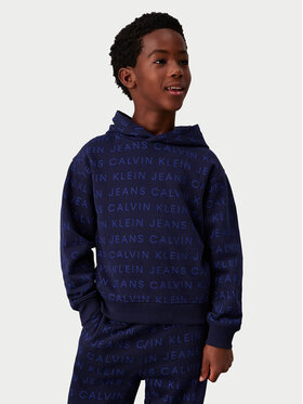 Calvin Klein Jeans Calvin Klein Jeans Majica dugih rukava Ckj Aop Hoodie IB0IB02322 Tamnoplava Regular Fit