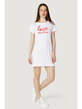 LOVE MOSCHINO LOVE MOSCHINO Sukienka codzienna STAMPA LOGO Biały To Fit