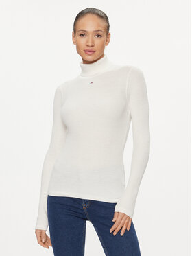 Tommy Jeans Tommy Jeans Rollkragenpullover Essential DW0DW16537 Weiß Slim Fit