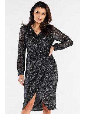 Awama Awama Večerné šaty A565 Sivá Basic Fit