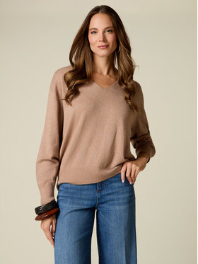 Oltre Oltre Sweter M161E002170N012 Kremowy Regular Fit