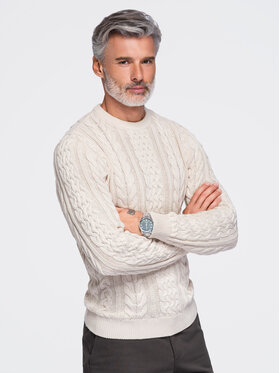 Ombre Ombre Sweter OM-SWSW-0191 Biały Regular Fit