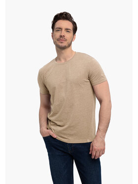 Volcano Volcano T-Shirt T-BASIC Beżowy Regular Fit