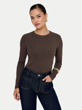 ONLY ONLY Majica Riley 15323159 Smeđa Slim Fit