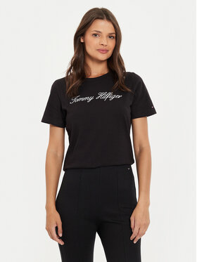 Tommy Hilfiger Tommy Hilfiger Тишърт Script WW0WW43459 Черен Regular Fit