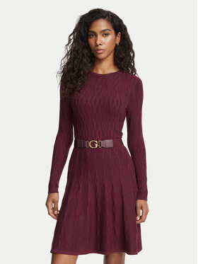 Guess Guess Úpletové šaty W6BK64 Z1569 Bordová Regular Fit