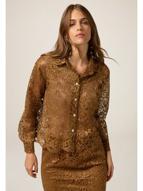 Oltre Oltre Koszula 5019R003182N028 Brązowy Cropp Fit
