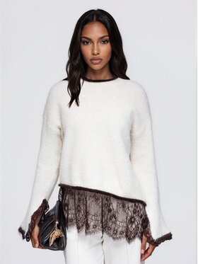 Ombre Ombre Sweter OW-SW-E0041 Beżowy jasny Relaxed Fit