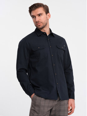 Ombre Ombre Košile OM-SHCS-0146 Tmavomodrá Regular Fit