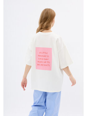 Mirons Mirons T-Shirt Print Biały Oversize