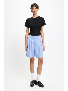 BENU BENU Szorty materiałowe Lniane Niebieski Regular Fit