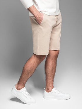 Ombre Ombre Šortky z materiálu OM-SRCS-0168 Béžová Slim Fit