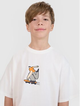 4F 4F T-Shirt 4FJRSS25TTSHM2641-11S Biały Oversize