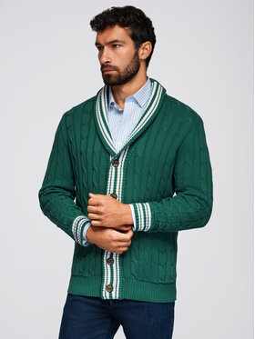 Ombre Ombre Kardigan OM-SWCD-0152 Zielony Regular Fit