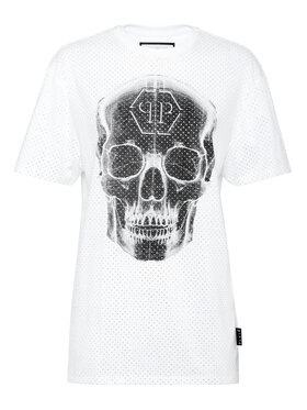 PHILIPP PLEIN PHILIPP PLEIN Tričko 14757 Biela Over Fit