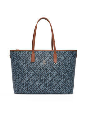 Tommy Hilfiger Tommy Hilfiger Handtasche Th Monoplay Leather Tote AW0AW17416 Dunkelblau