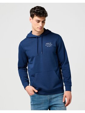Wrangler Wrangler Bluza EMBROIDERY HOODIE Niebieski Relaxed Fit