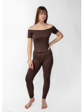 DKaren Sport DKaren Sport Komplet bluzka i spodnie Bayo Brązowy Slim Fit