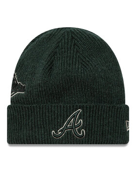 New Era New Era Czapka Atlanta Braves World Series Patch Cuff Knit Beanie 60580730 Zielony