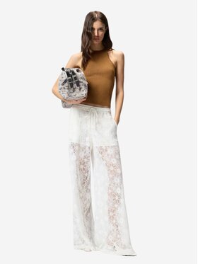 PINKO PINKO Bryczesy LAURIE PANTALONE PIZZO REBRODE Biały Regular Fit