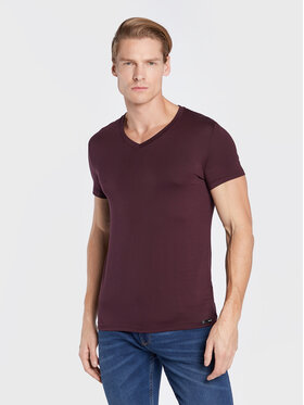 HOM HOM Podkoszulek Tencel Soft 402466 Bordowy Regular Fit
