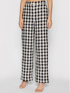 Tory Burch Tory Burch Текстилни панталони Linen Gingham 84521 Цветен Regular Fit