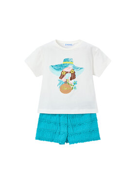 Mayoral Mayoral Set tricou și pantaloni scurți 3231 Turcoaz Regular Fit