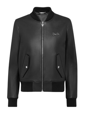 PHILIPP PLEIN PHILIPP PLEIN Kožená bunda 2803 Černá Slim Fit