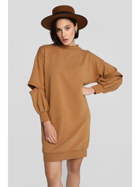 Madnezz House Madnezz Sukienka dzianinowa Maya Brązowy Classic Fit