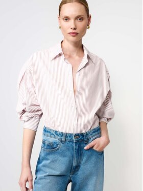 La Mania La Mania Koszula PONTE Bordowy Basic Fit