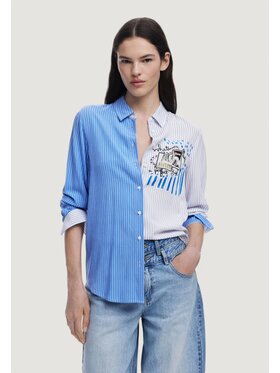 Desigual Desigual Bluzka CAM_A PERFECT RIDE Niebieski Perfect Fit