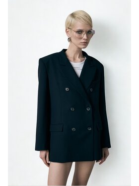 Laretaggio Laretaggio Marynarka Pannori double breasted wool blazer Granatowy Oversize