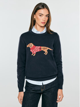 BIG STAR BIG STAR Sweter KAJKA Granatowy Basic Fit
