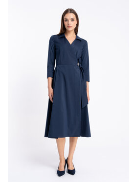 CLICK CLICK Každodenné šaty 60-6169 Tmavomodrá Flare Fit
