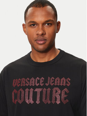 Versace Jeans Couture Majica 77GAHL00 Črna Regular Fit