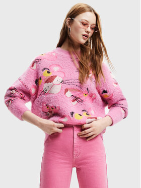 Desigual Desigual Sweater PINK PANTHER 22WWJF59 Rózsaszín Oversize