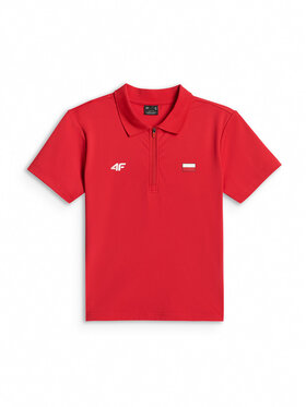 4F 4F Polo STREFA KIBICA Czerwony Slim Fit
