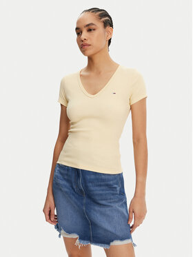 Tommy Jeans Tommy Jeans T-Shirt Essential DW0DW17385 Żółty Slim Fit
