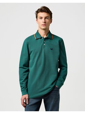 Wrangler Wrangler Longsleeve LS POLO SHIRT Zielony Regular Fit