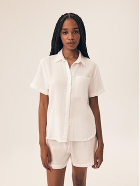 Esotiq Esotiq Komplet polo i spodenki 43142 Biały Regular Fit