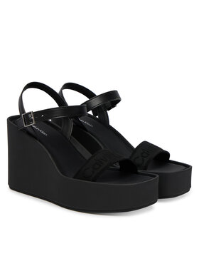 Calvin Klein Calvin Klein Sandali Wedge 70 Sndl Webbing Lth HW0HW02882 Črna