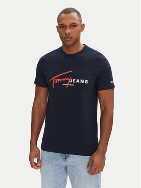 Tommy Jeans Tommy Jeans Tričko Signature Dna DM0DM20817 Tmavomodrá Regular Fit