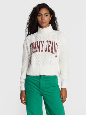 Tommy Jeans Tommy Jeans Golf Crop College Cable DW0DW14273 Biały Cropped Fit
