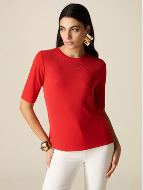 Oltre Oltre T-Shirt G075J004532N016 Czerwony Regular Fit