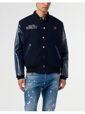 PHILIPP PLEIN PHILIPP PLEIN Kurtka bomber 29072 Granatowy Regular Fit