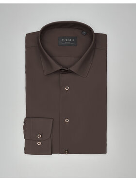 Borgio Borgio Koszula ateleta_00570 Brązowy Slim Fit