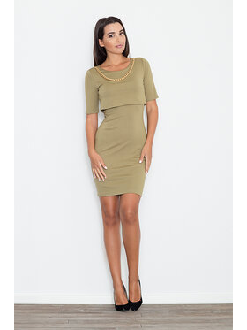FIGL FIGL Šaty M446 Khaki Slim Fit