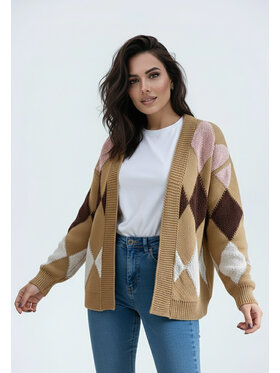 FIGL FIGL Kardigan M1251 Beżowy Regular Fit