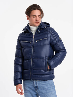 Ombre Ombre Kurtka zimowa OM-JAHP-22FW-010 Granatowy Regular Fit
